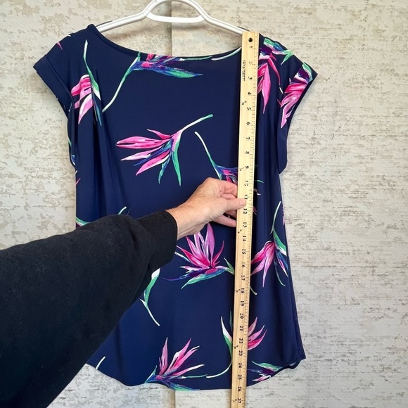 Tori Richard Hawaiian Top Tropical Palm Leaf Sz S Blue Pink Vacation Resort - Picture 12 of 15